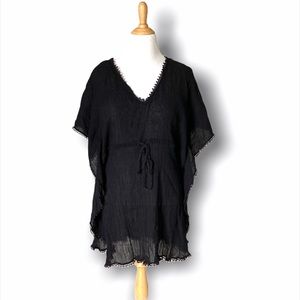 ☀️ Black gauzy swim cover w cinched waist ☀️